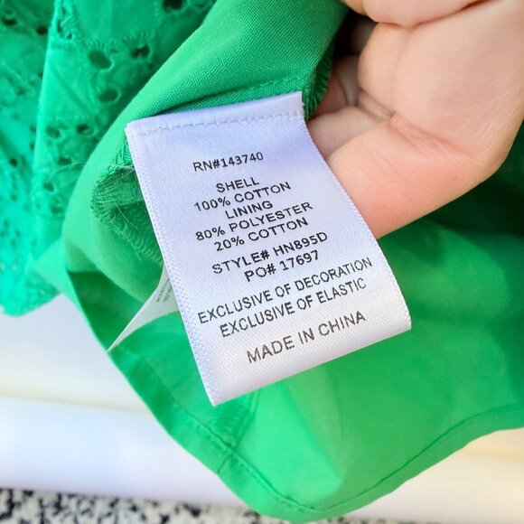 Hyacinth House Green Eyelet Midi Tryall Dress Women’s Size S - Picture 9 of 11